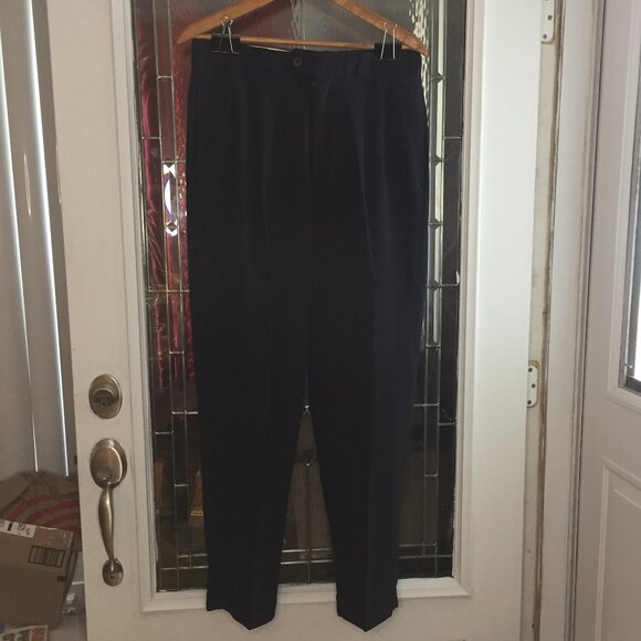 Vintage 90s J RIGGINS Blue Pleated & Cuffed Dress Pants 32x32 Woven Polyester - Picture 4 of 6